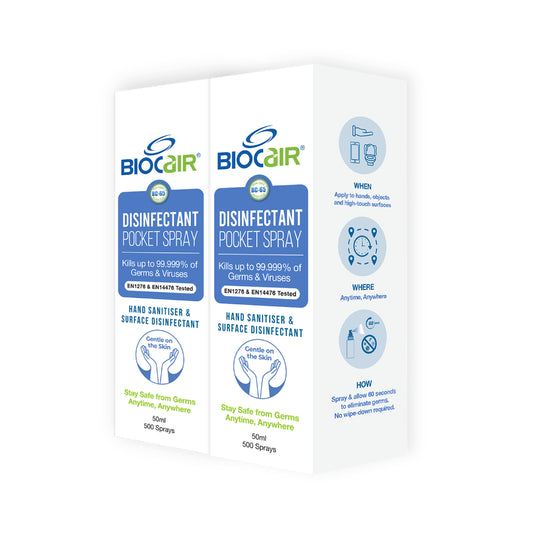 BioCair Disinfectant Pocket Spray, 50ml, 2-Pack