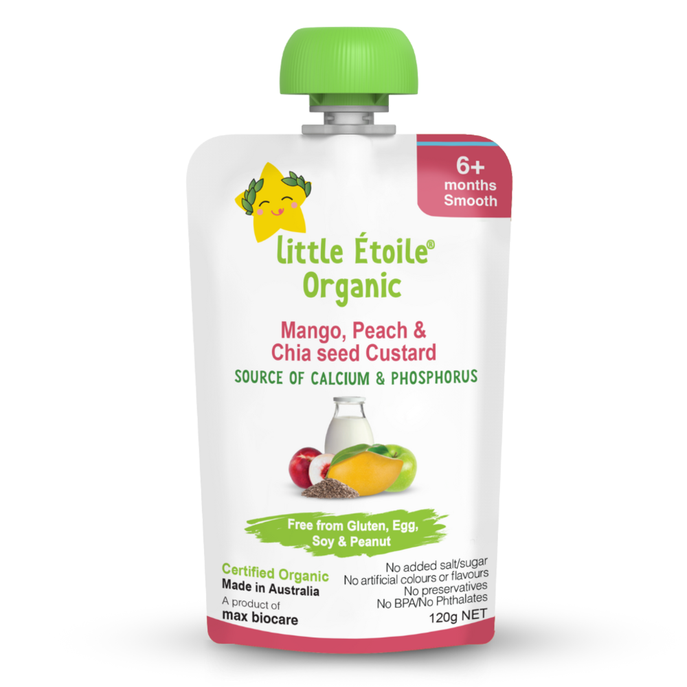 Organic® Baby food Puree Pouch 120g - Mango, Peach & Chia seed Custard