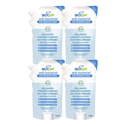 BioCair Anti-Bacterial Disinfectant Air Purifying Solution, 1 Litre, 4-Pack