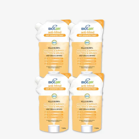 BioCair Anti-HFMD BioActive Air Purifying Solution, 1 Litre, 4-Pack