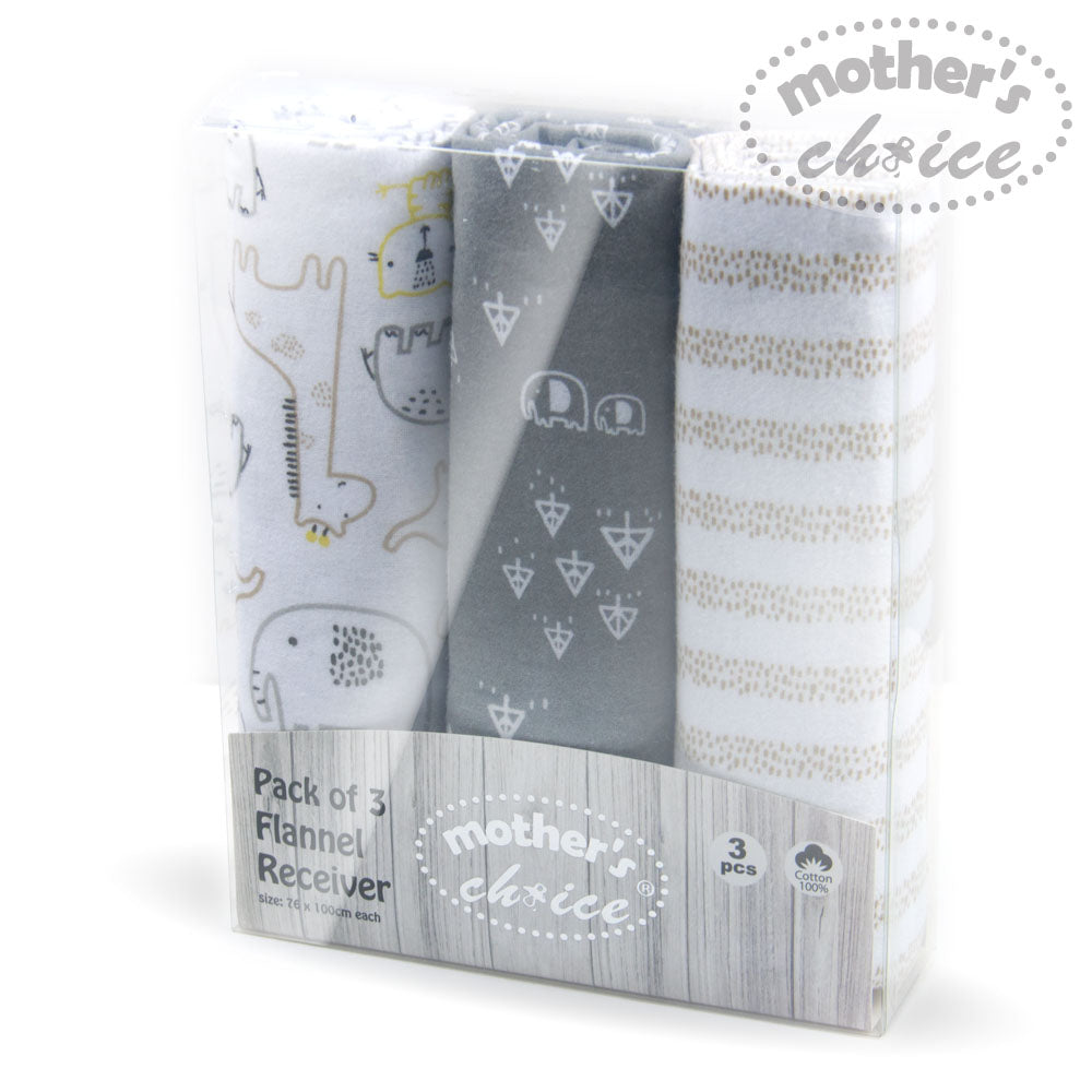MOTHER'S CHOICE 3-Pc Flannel Receiver With Overlock Binding