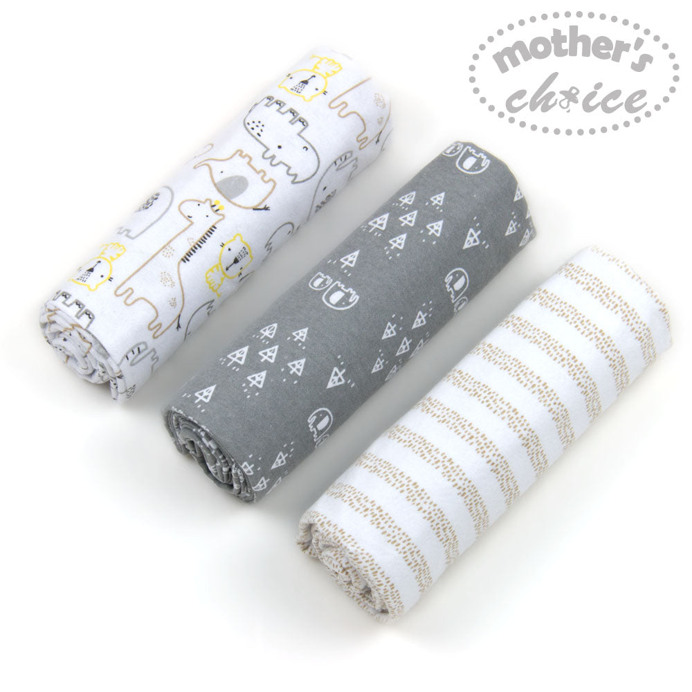 MOTHER'S CHOICE 3-Pc Flannel Receiver With Overlock Binding