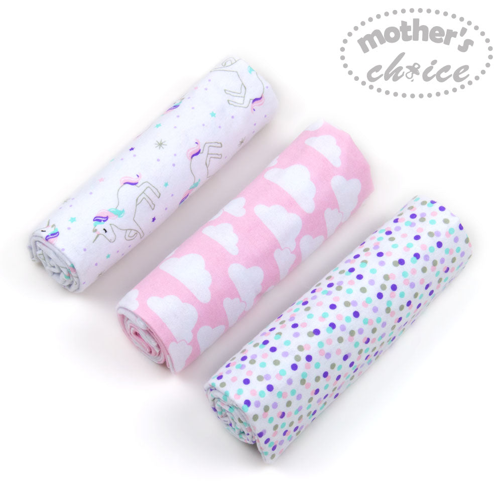 MOTHER'S CHOICE 3-Pc Flannel Receiver With Overlock Binding