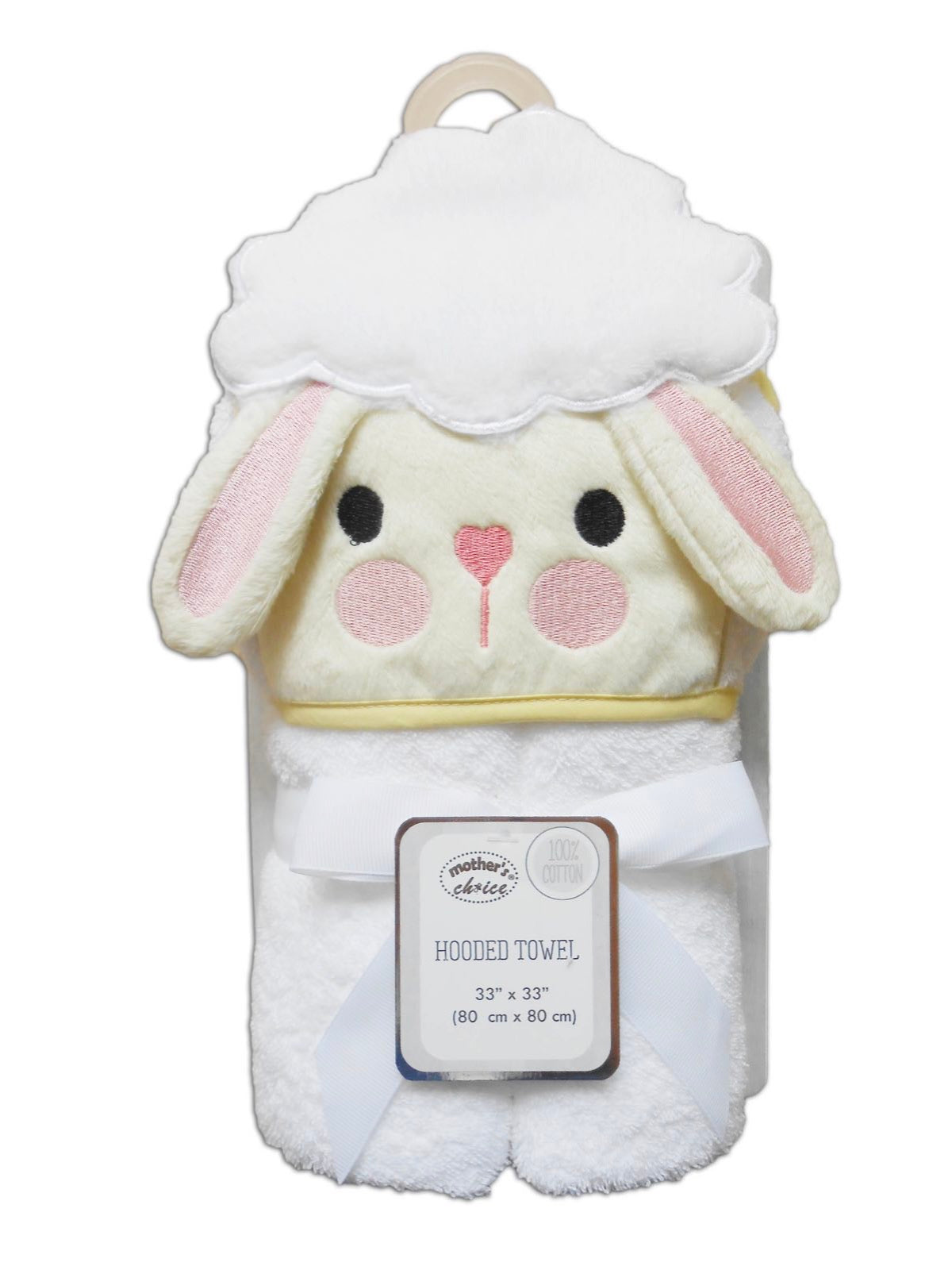 MOTHER'S CHOICE 100% Pure Cotton Infant / Baby 3D Hooded Towel (Lamb)