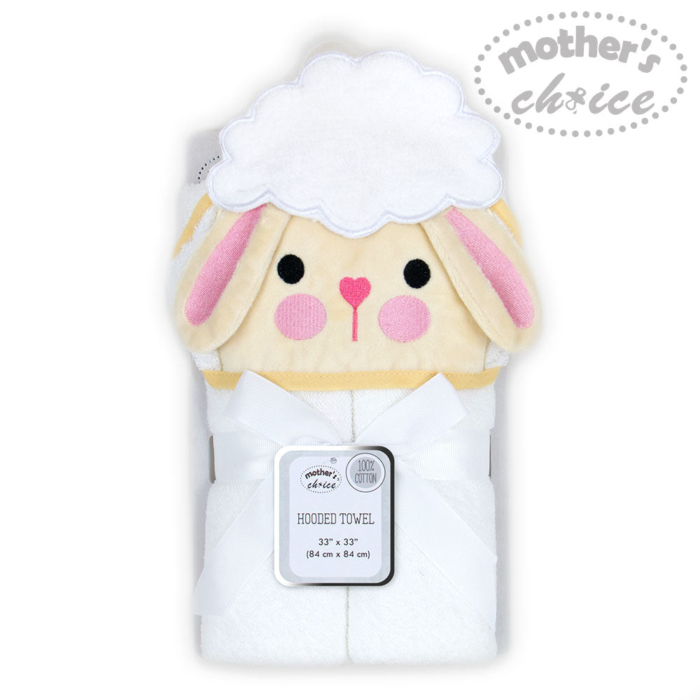 MOTHER'S CHOICE 100% Pure Cotton Infant / Baby 3D Hooded Towel (Lamb)
