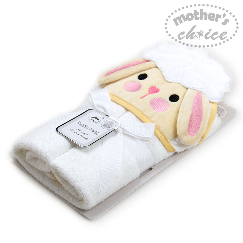 MOTHER'S CHOICE 100% Pure Cotton Infant / Baby 3D Hooded Towel (Lamb)