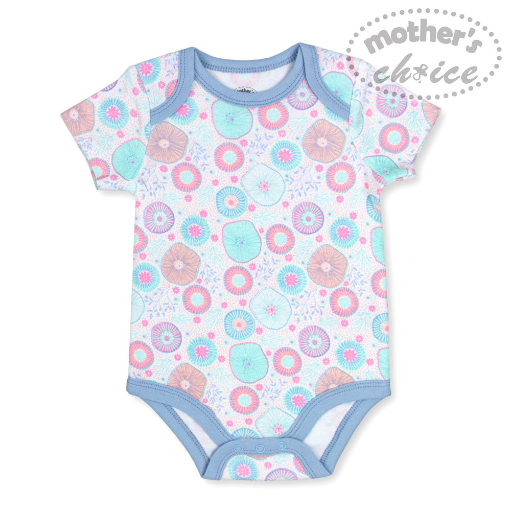 MOTHER'S CHOICE 5-Pc 100% Cotton Short-Sleeved Baby Bodysuit (Stay Happy Sea)