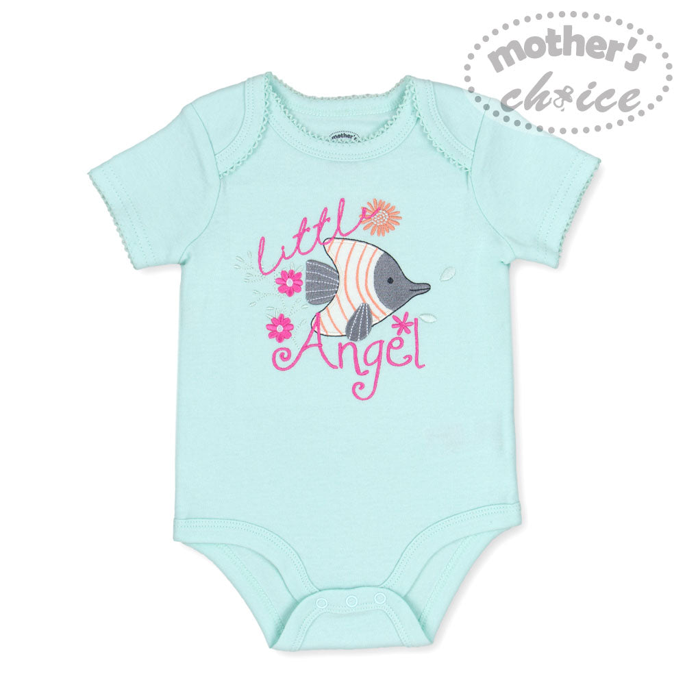 MOTHER'S CHOICE 5-Pc 100% Cotton Short-Sleeved Baby Bodysuit (Stay Happy Sea)