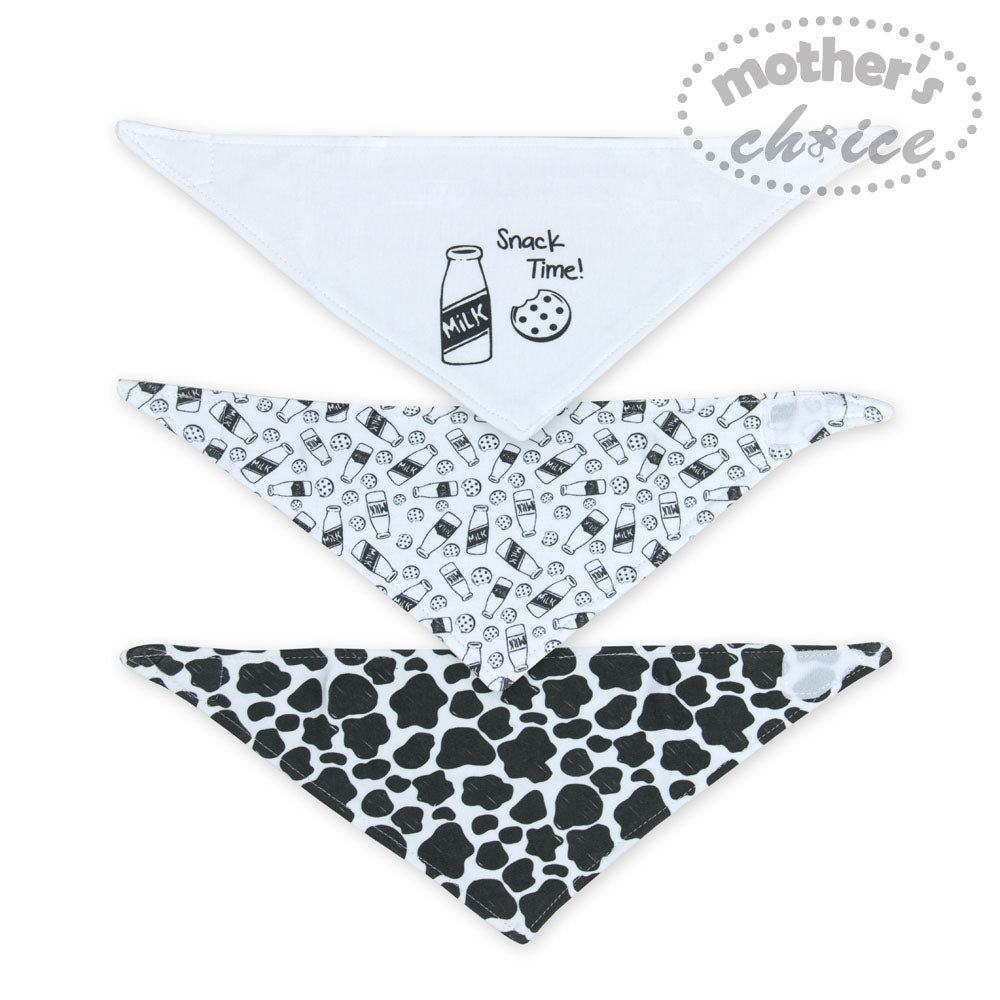 MOTHER'S CHOICE 3-Pc 100% Cotton Newborn Baby Bandana Bibs