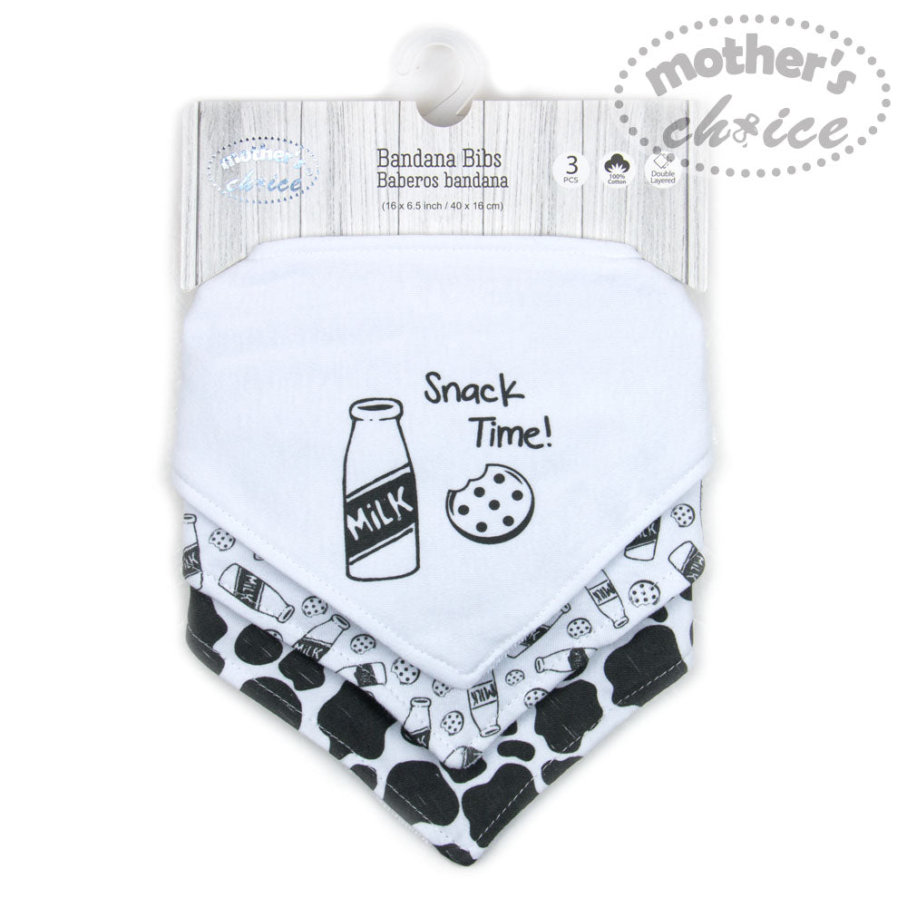 MOTHER'S CHOICE 3-Pc 100% Cotton Newborn Baby Bandana Bibs