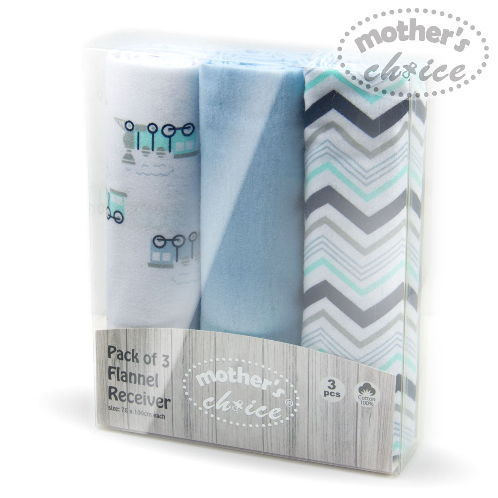 MOTHER'S CHOICE 3-Pc Flannel Receiver With Overlock Binding