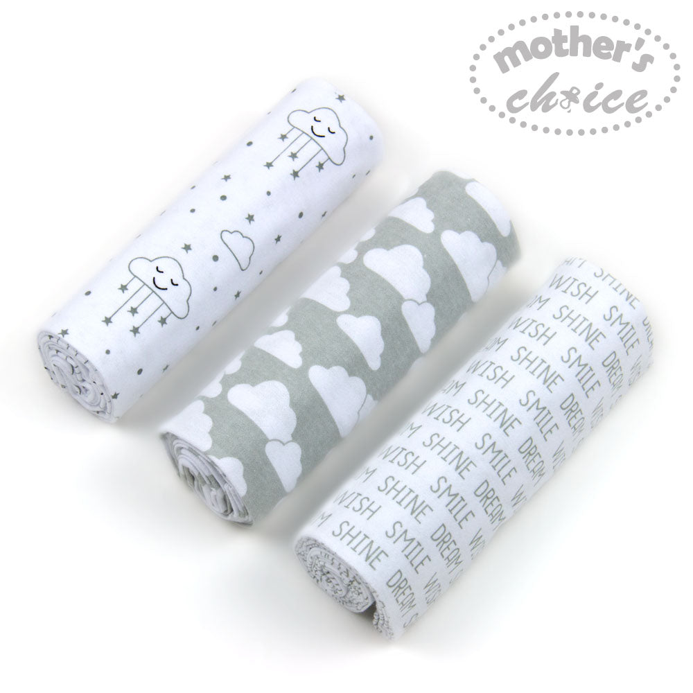 MOTHER'S CHOICE 3-Pc Flannel Receiver With Overlock Binding