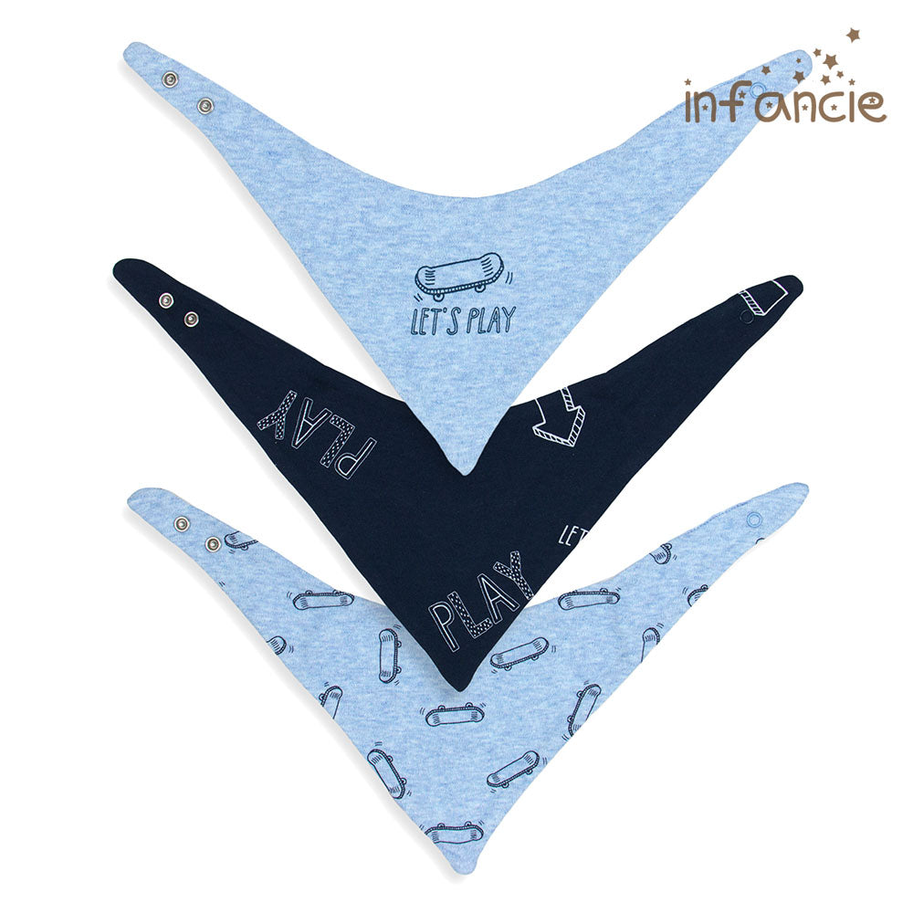 INFANCIE 3-Pc 100% Cotton Baby Bandana Bib