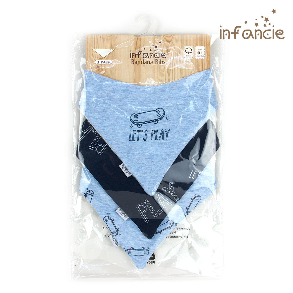 INFANCIE 3-Pc 100% Cotton Baby Bandana Bib