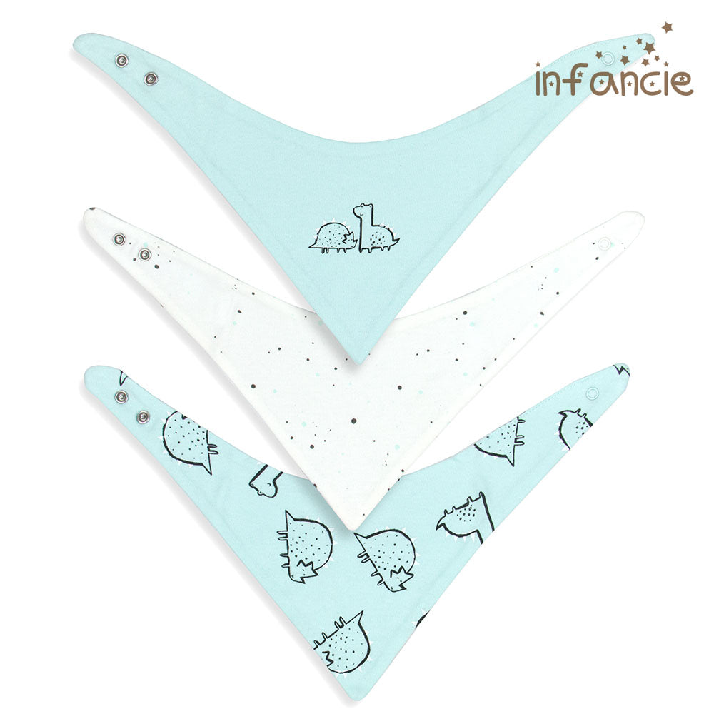 INFANCIE 3-Pc 100% Cotton Baby Bandana Bib