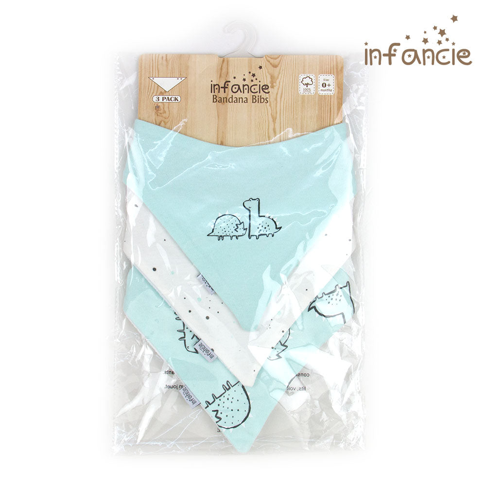 INFANCIE 3-Pc 100% Cotton Baby Bandana Bib