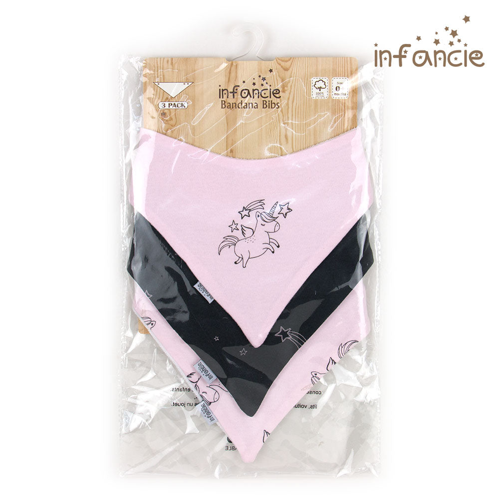 INFANCIE 3-Pc 100% Cotton Baby Bandana Bib