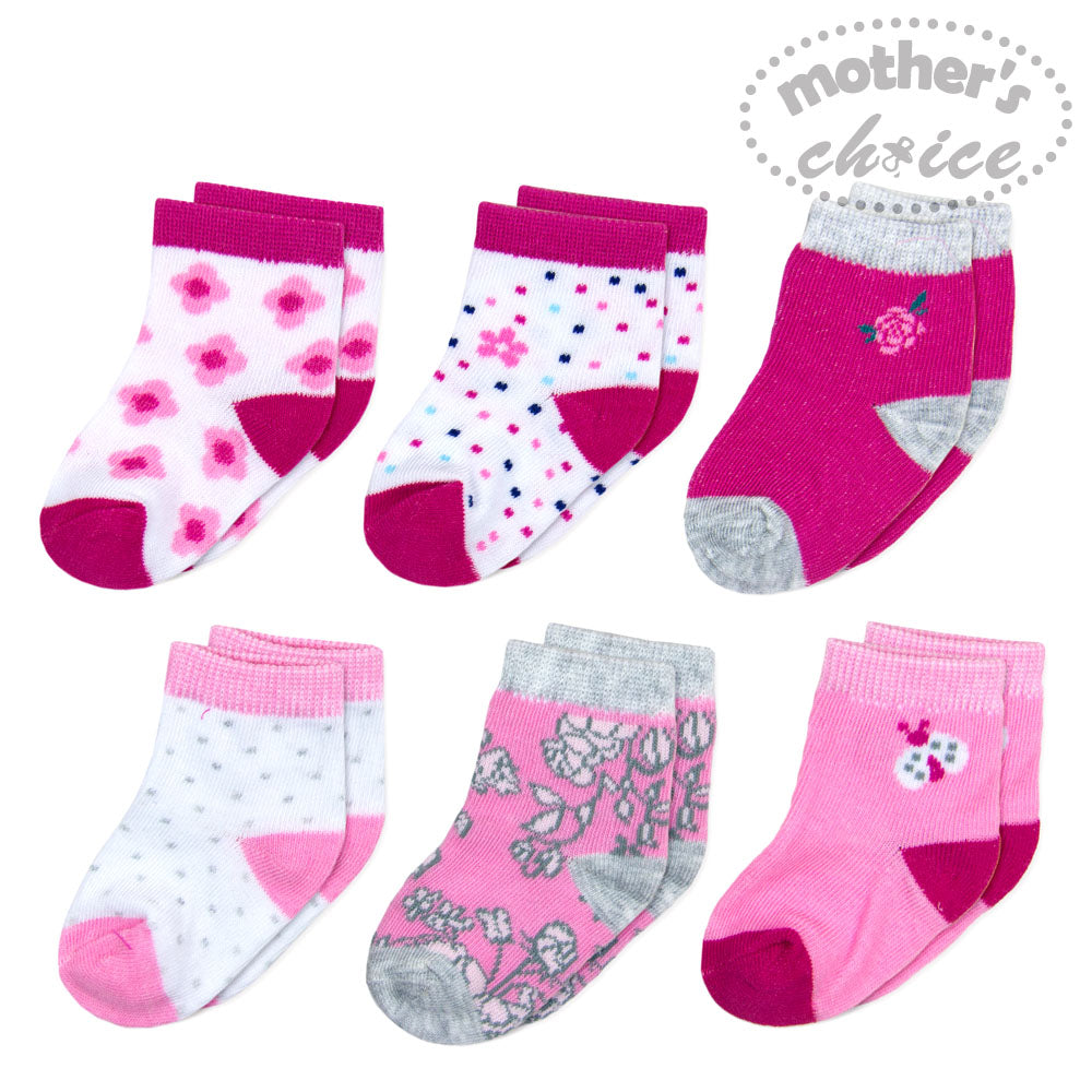 MOTHER'S CHOICE 6-Pk Newborn Baby Socks Box
