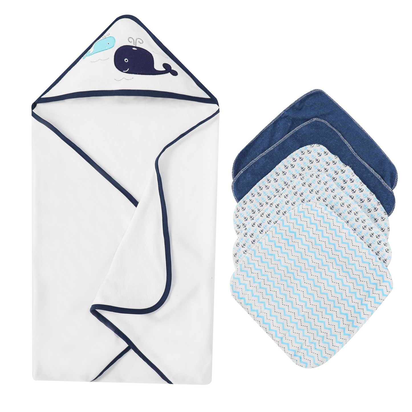 MOTHER'S CHOICE 100% Cotton Hooded Towel with 5 Face-Cloths