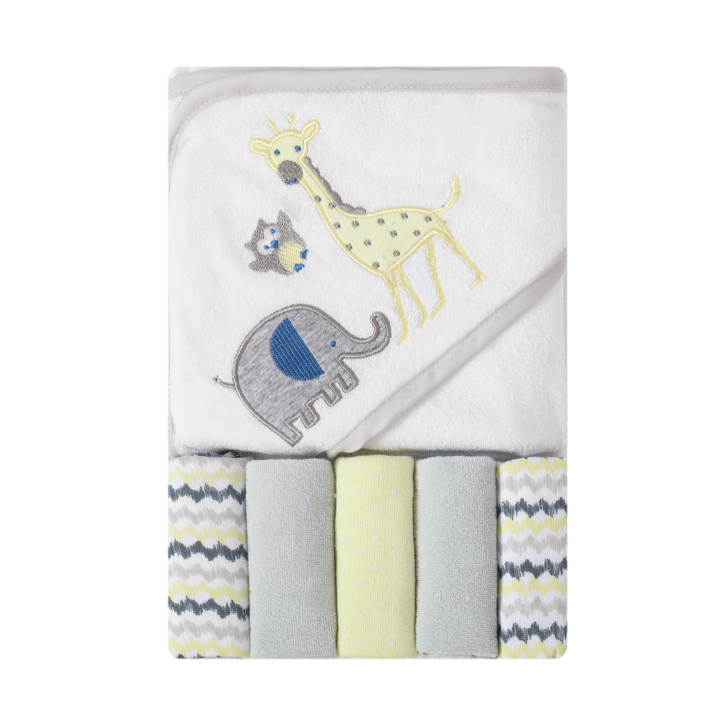 MOTHER'S CHOICE 100% Cotton Hooded Towel with 5 Face-Cloths