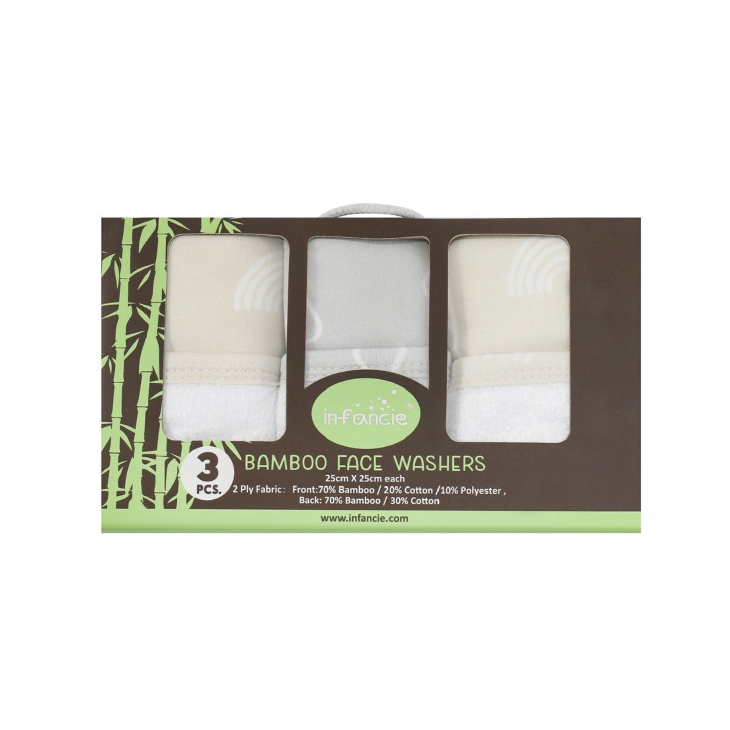 INFANCIE 3-Pc Bamboo Cotton Baby Wash Cloth