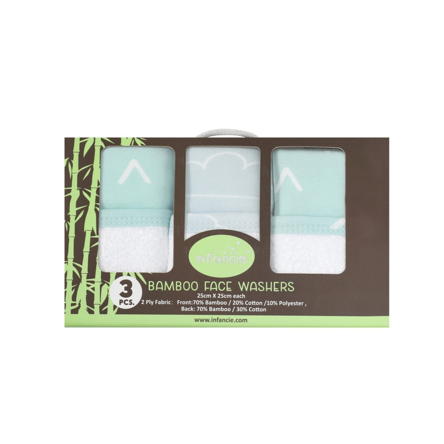 INFANCIE 3-Pc Bamboo Cotton Baby Wash Cloth