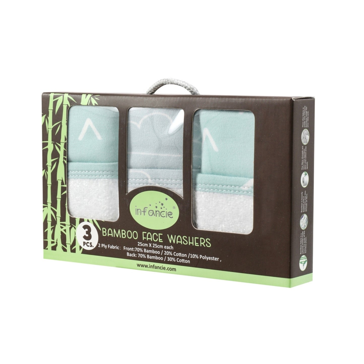 INFANCIE 3-Pc Bamboo Cotton Baby Wash Cloth