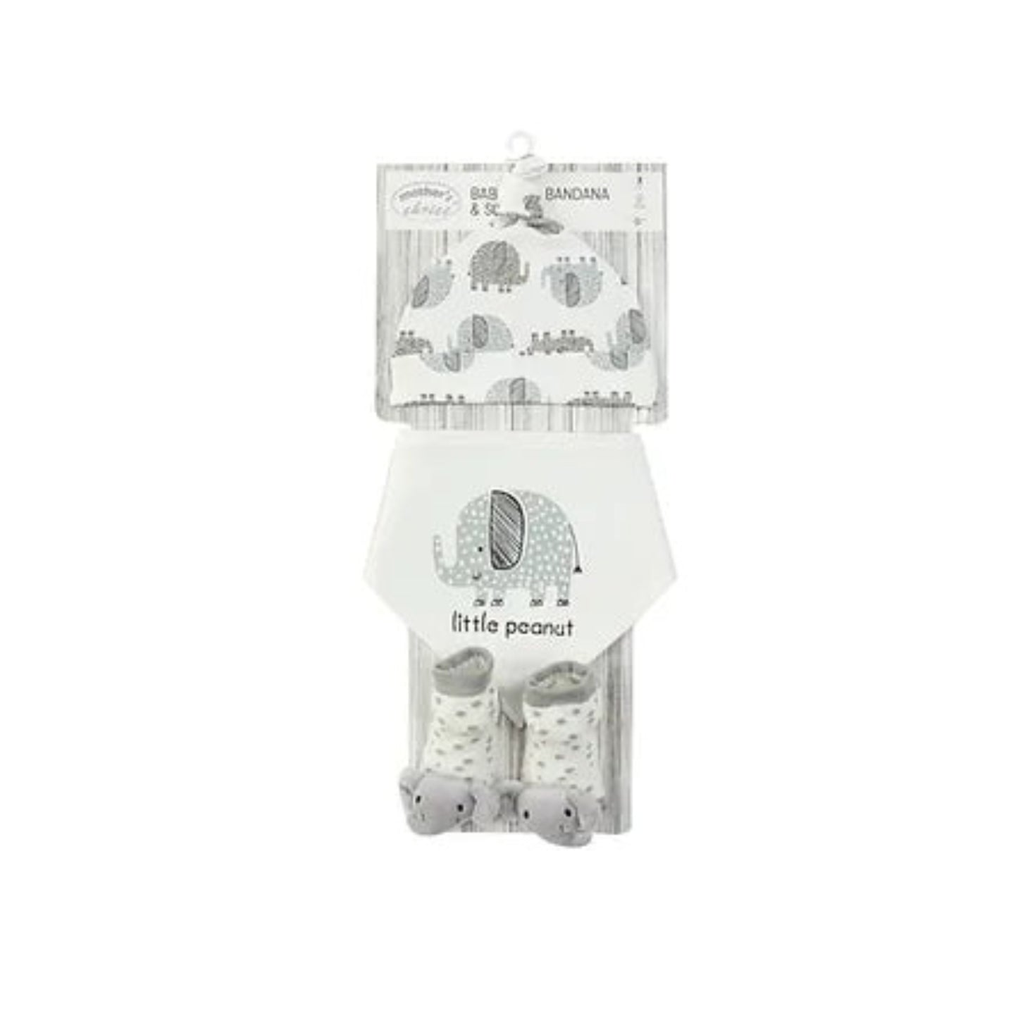 MOTHER'S CHOICE 3-Pc Newborn Baby Hat, Bib, Rattle Socks Cotton Set