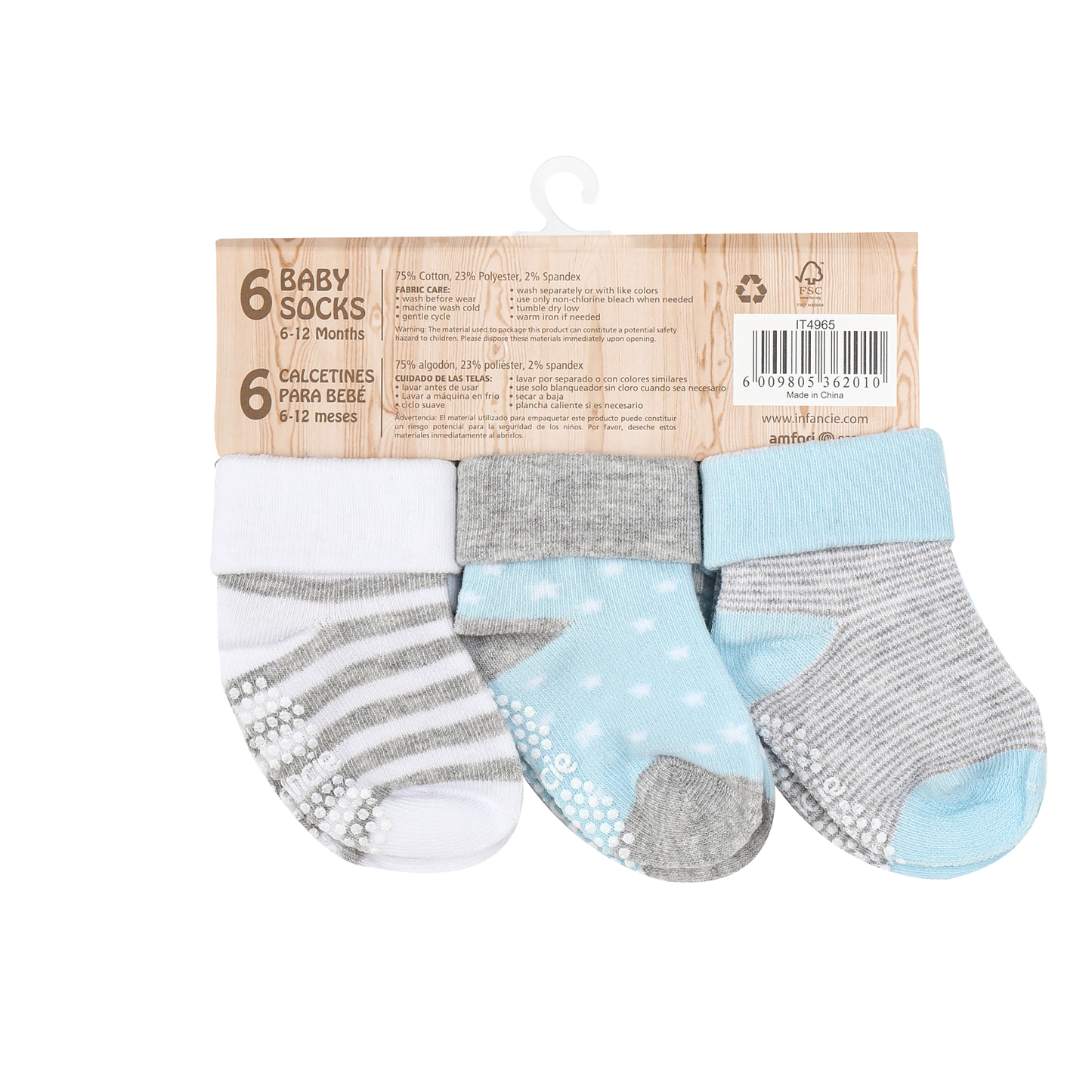 INFANCIE 6-Pk Newborn Baby Socks Set