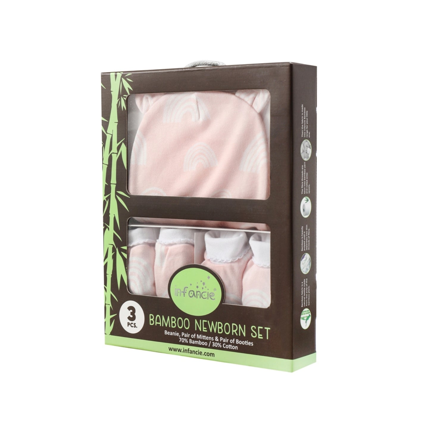INFANCIE 3-Pc Bamboo Cotton Newborn Baby Booties, Mittens and Hat Gift Set