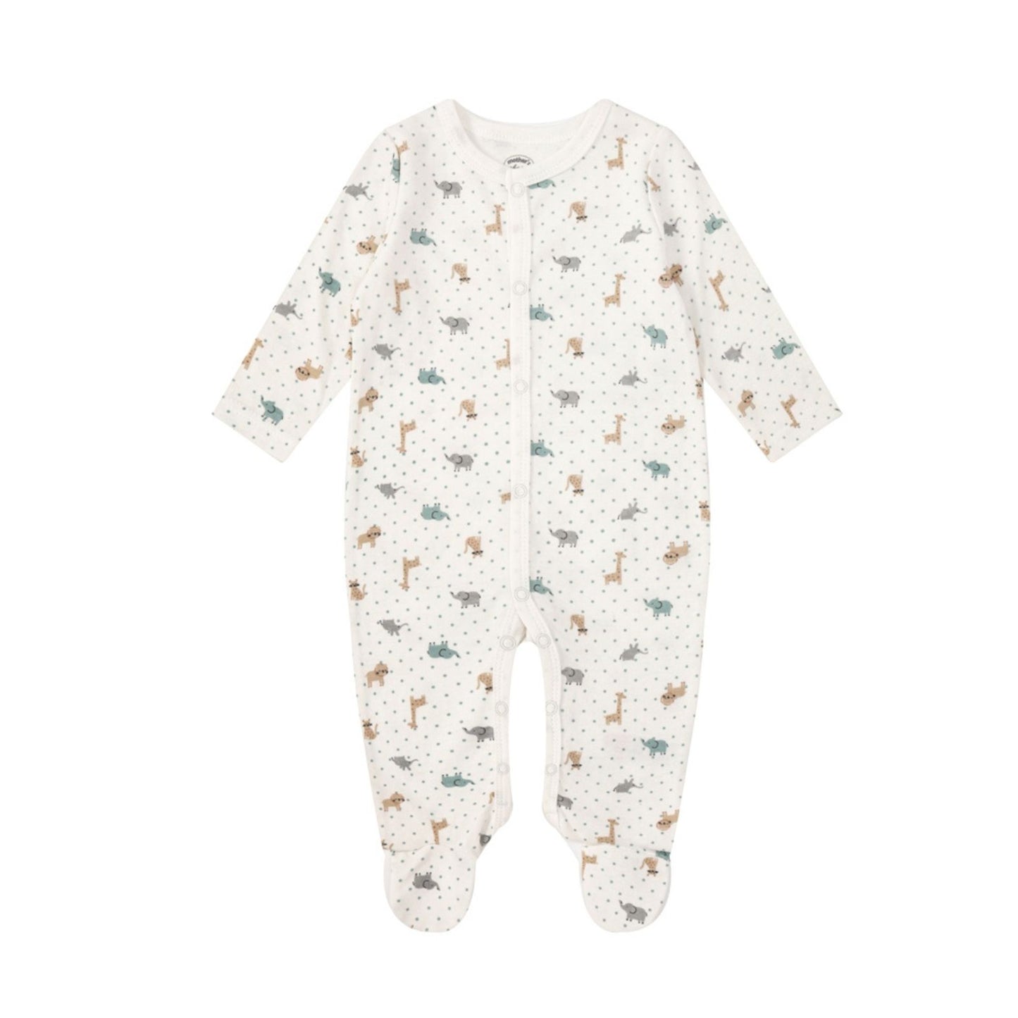 MOTHER'S CHOICE 5-Pc Baby Grower, Bodysuit, Bib, Hat & Mittens Layette Gift Set (Beige Elephant)