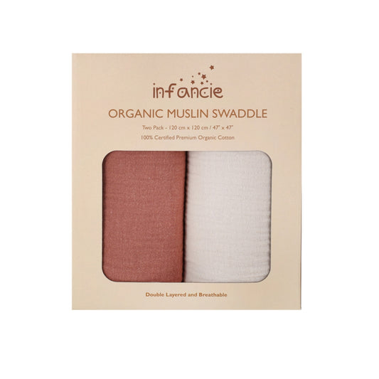 INFANCIE 2-Pc OrganicCotton Baby Muslin Blanket Gift Set
