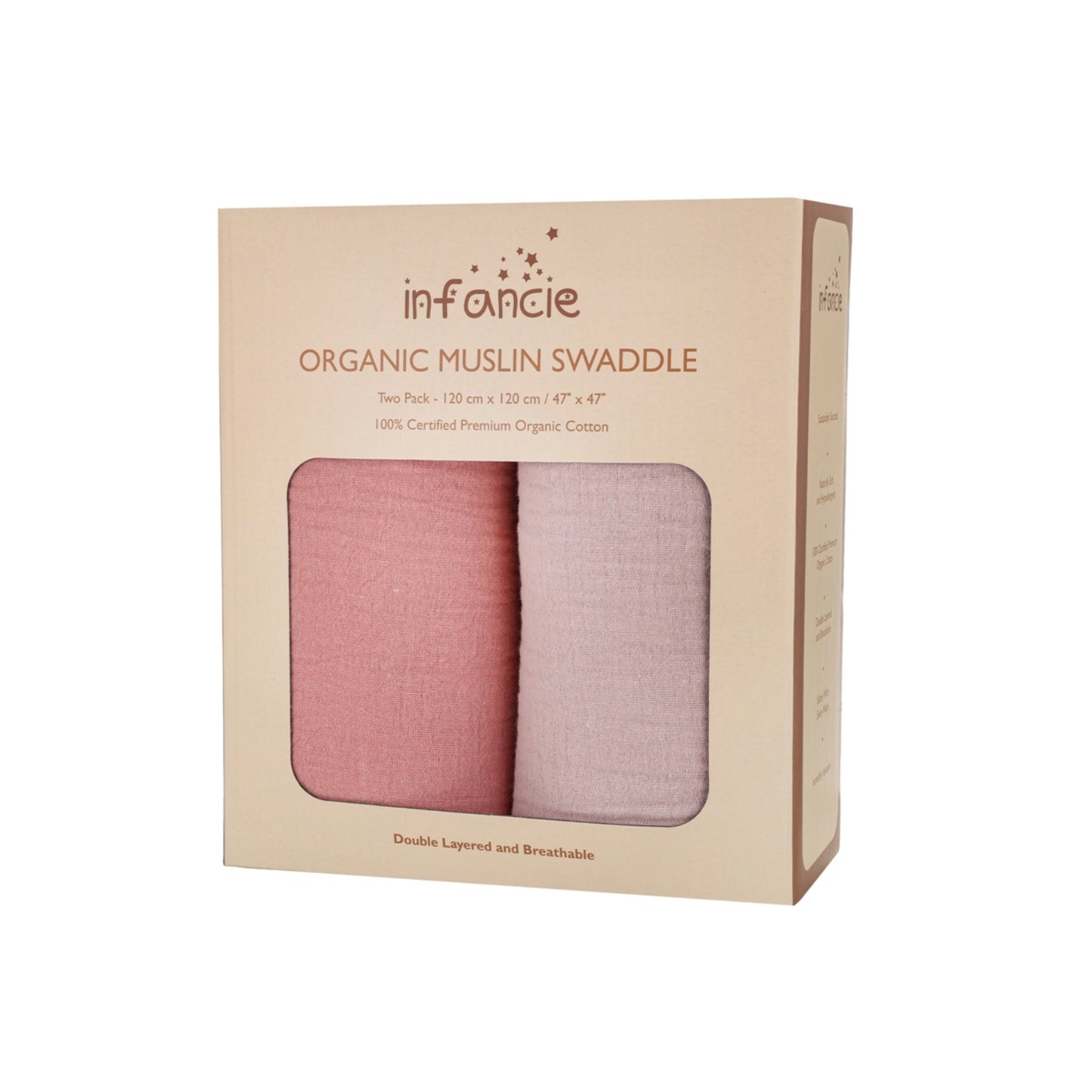 INFANCIE 2-Pc OrganicCotton Baby Muslin Blanket Gift Set