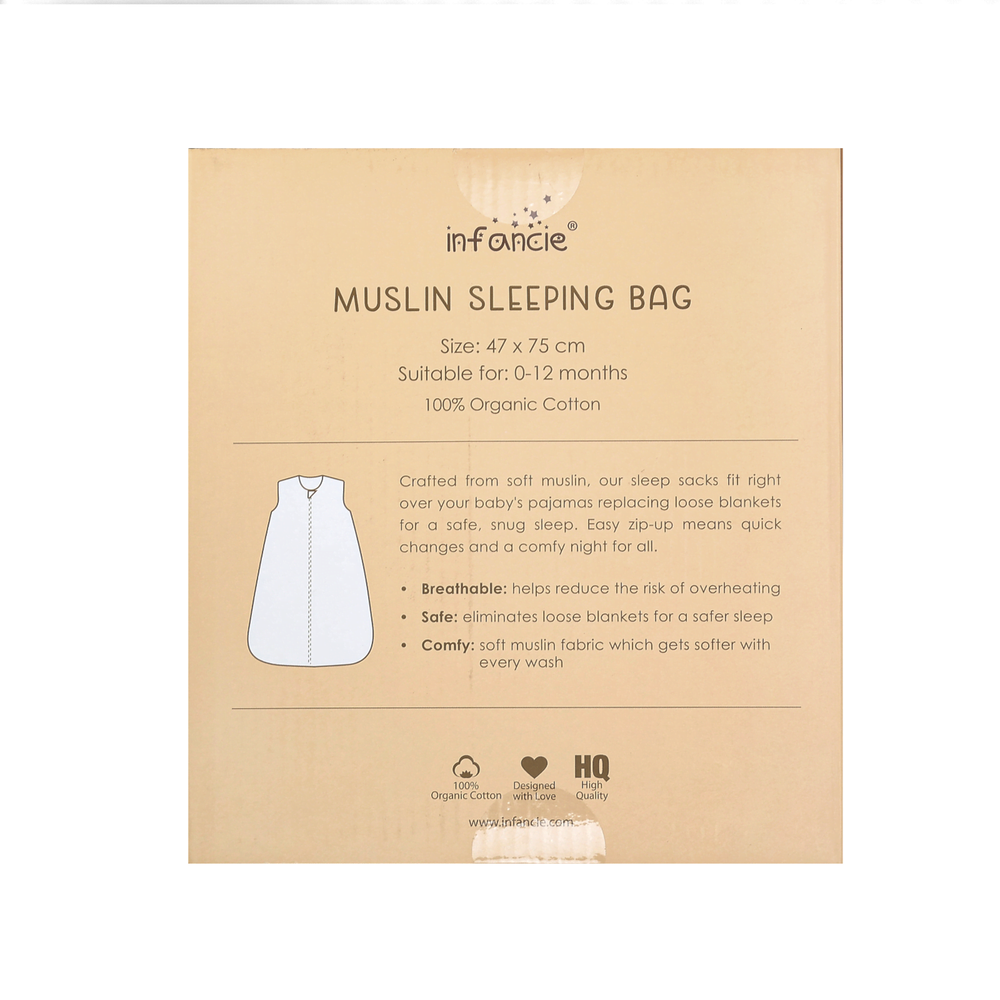 INFANCIE OrganicCotton Baby Muslin Sleep Sack