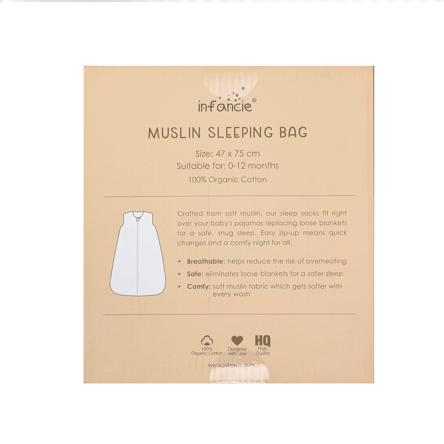 INFANCIE OrganicCotton Baby Muslin Sleep Sack