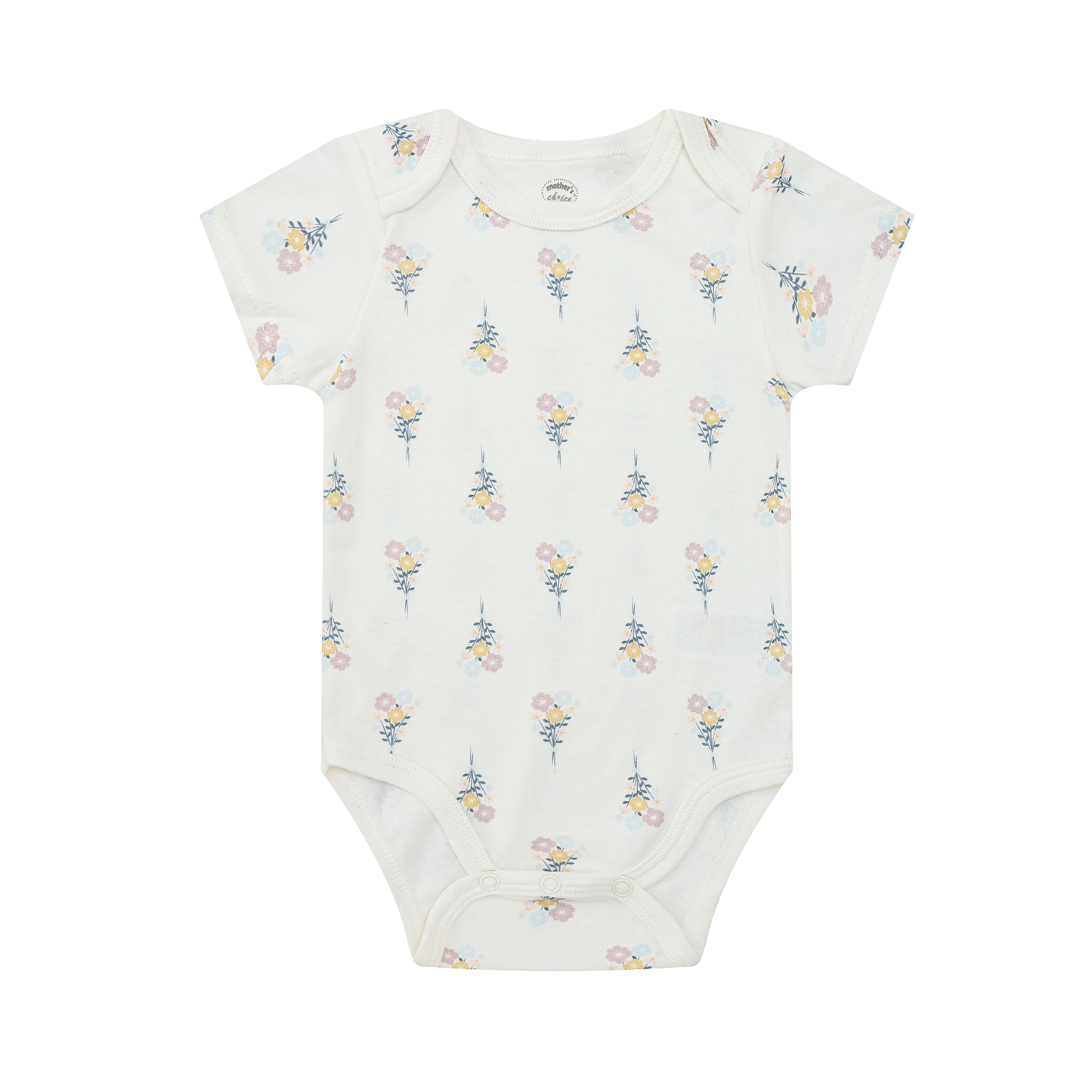 MOTHER'S CHOICE 5-Pc 100% Cotton Short-Sleeved Baby Bodysuit (Brown Flora)