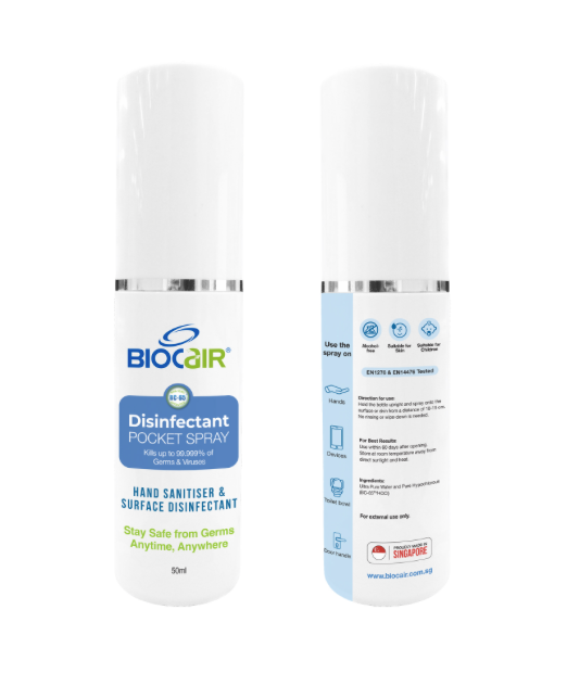 BioCair Disinfectant Pocket Spray, 50ml, 2-Pack