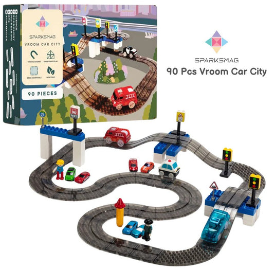 90 pcs Vroom Car City - Magnetic Brick Car Set