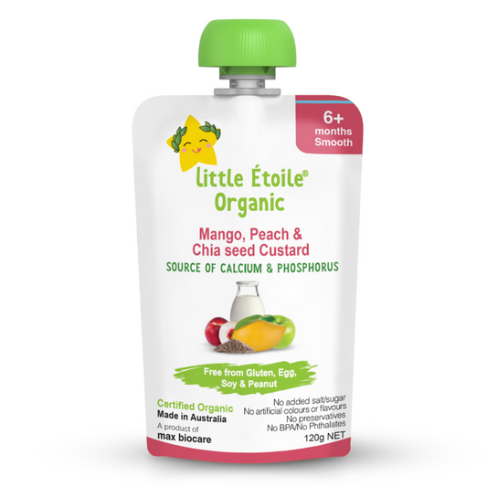 Organic® Baby food Puree Pouch 120g - Mango, Peach & Chia seed Custard