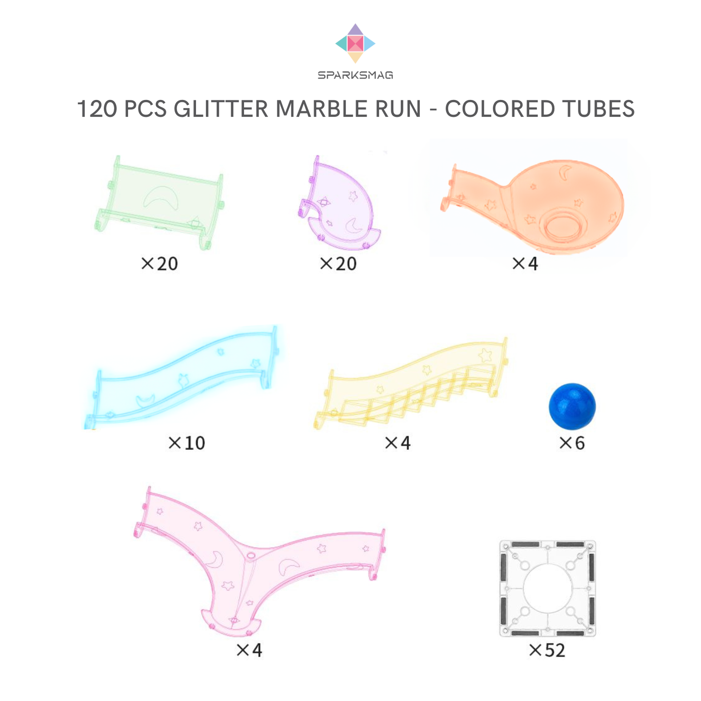 120 pcs Glitter Marble Run