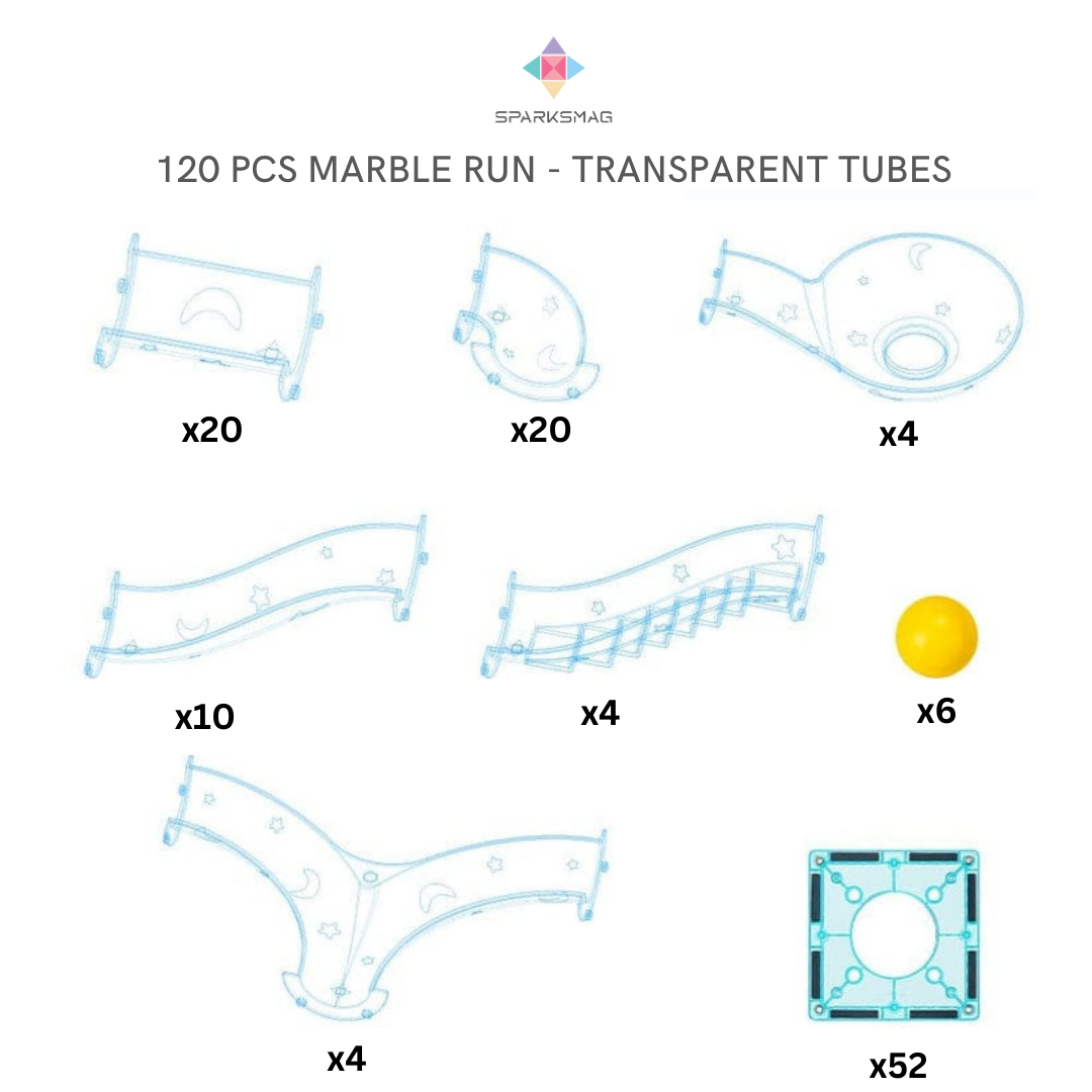 120 pcs Transparent Tubes Marble Run