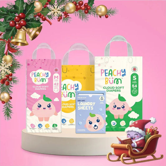 Christmas Bundle: 3 pack of Diapers + 1 Full Size Laundry Sheets