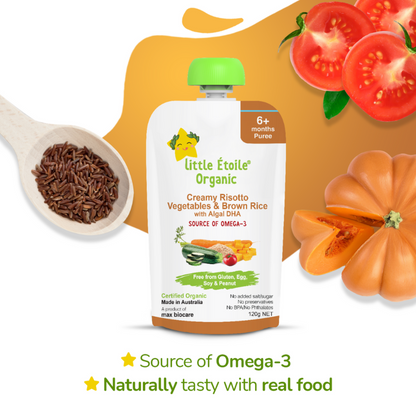 Organic® Baby food Puree Pouch 120g - Creamy Risotto, Vegetables & Brown Rice with DHA