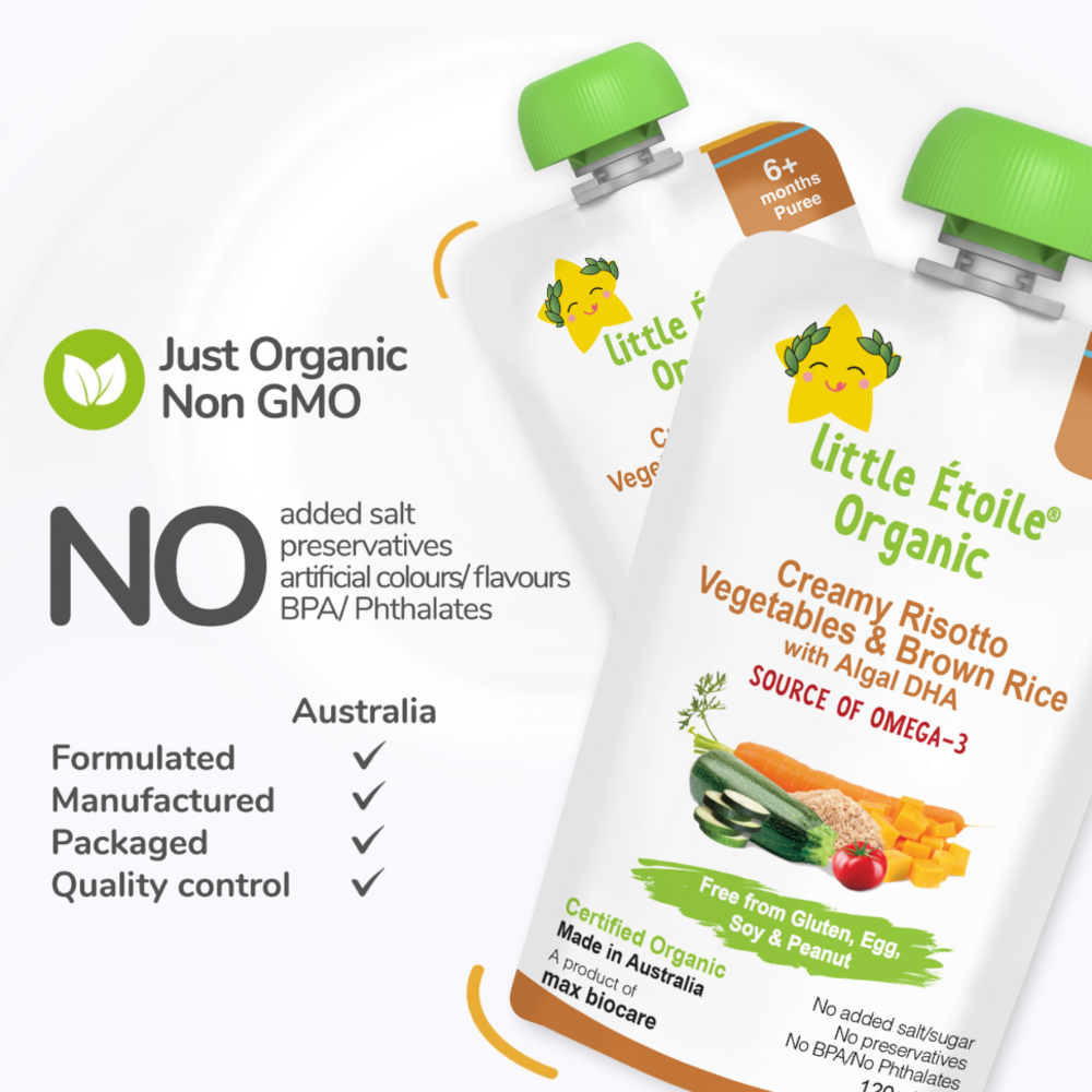 Organic® Baby food Puree Pouch 120g - Creamy Risotto, Vegetables & Brown Rice with DHA