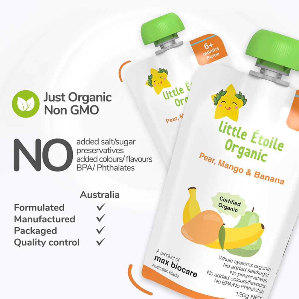 Organic® Baby food Puree Pouch 120g - Pear, Mango & Banana
