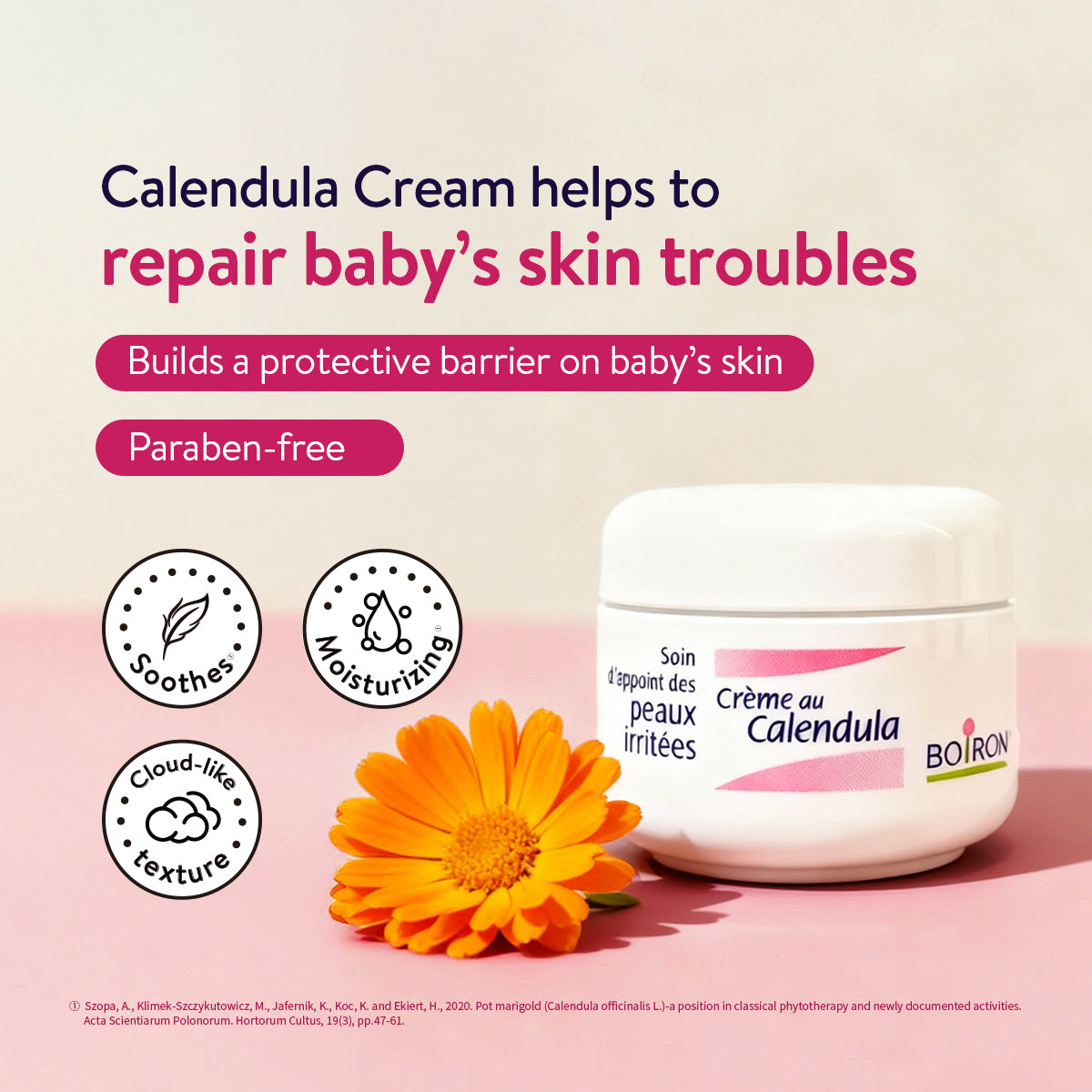 Boiron Calendula Cream - Facial Soothing Cream | Gentle Baby Rash Barrier Cream for Lasting Relief