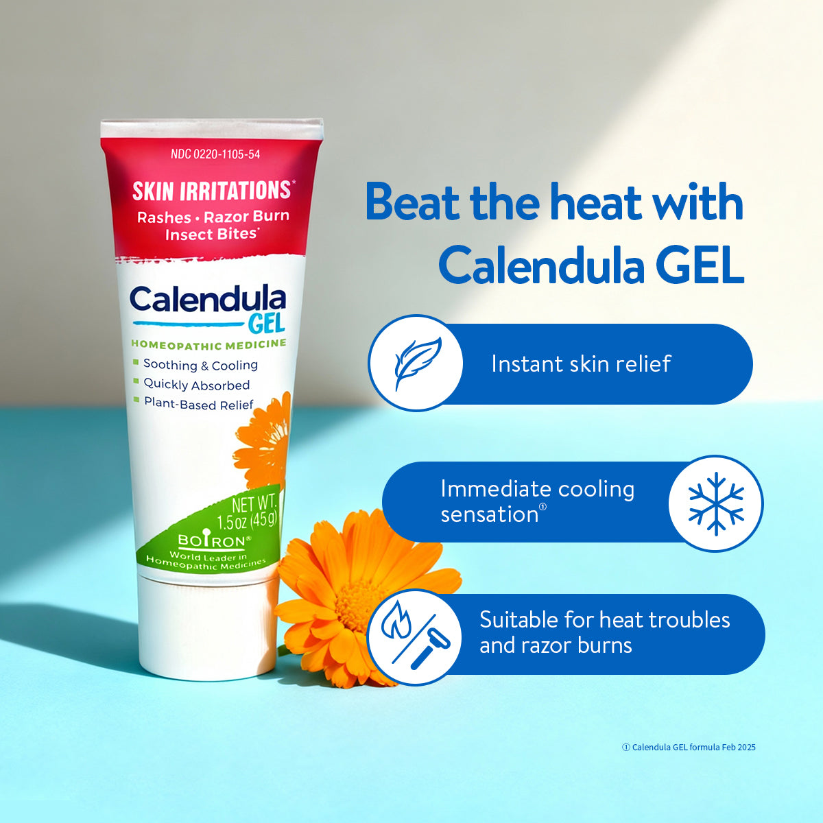 Boiron Calendula Gel - Soothing and Calming Gel For Heals Skin Irritations, Reduce Redness & Swelling