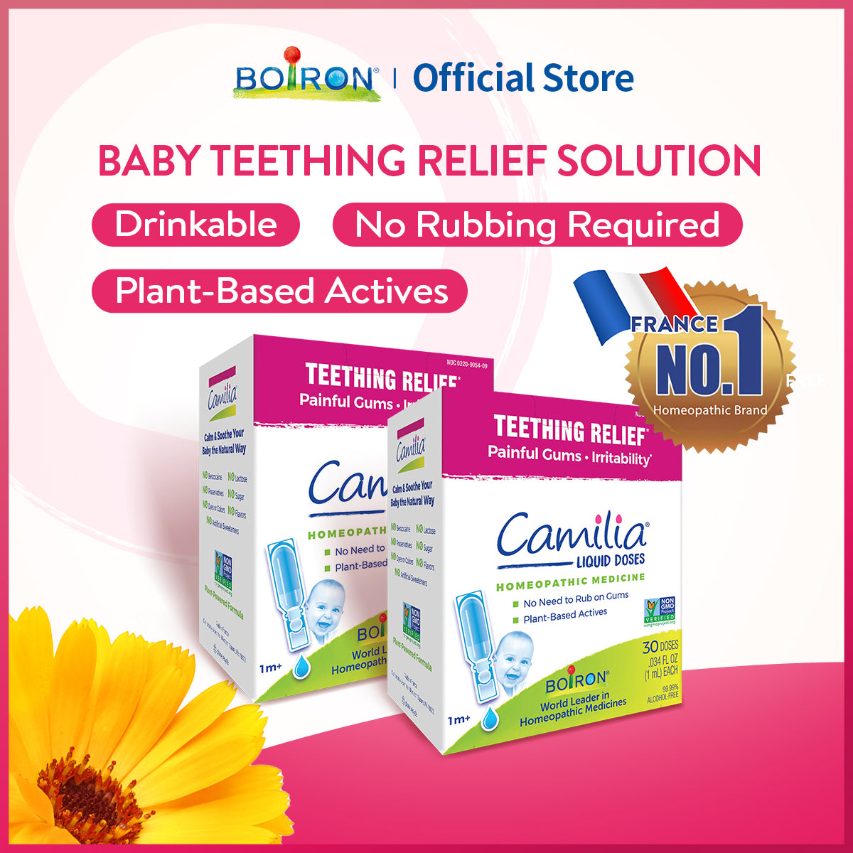Boiron Camilia Teething Drops - Soothe and Relieve Baby Teething Discomfort, Pain and ENT