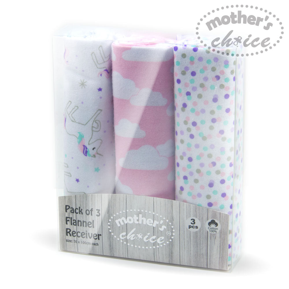 MOTHER'S CHOICE 3-Pc Flannel Receiver With Overlock Binding