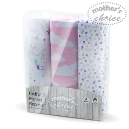 MOTHER'S CHOICE 3-Pc Flannel Receiver With Overlock Binding